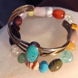 Cuff bracelet sterling silver and turquoise, I wear a 7 1/2